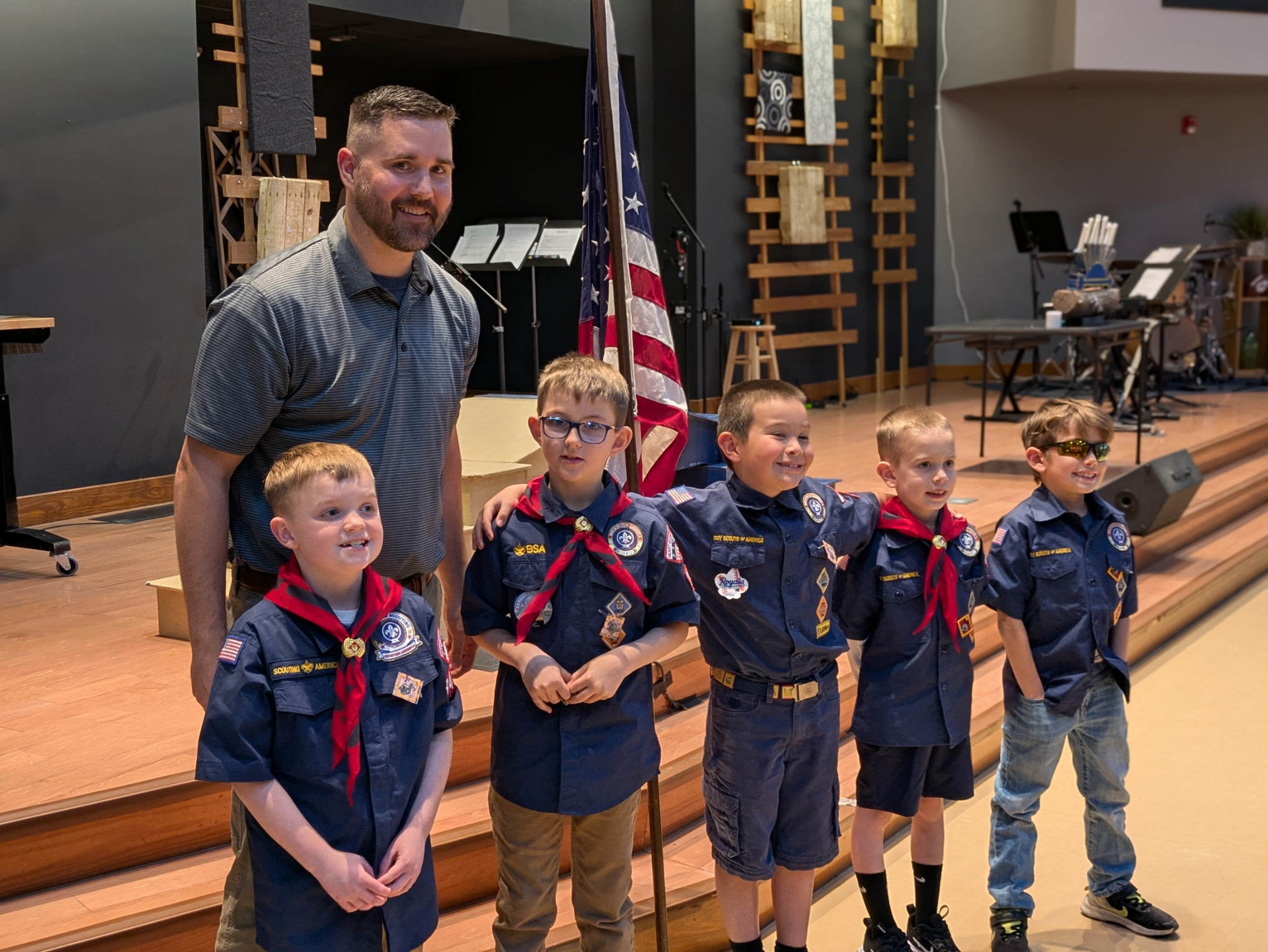 Pack meeting with flag